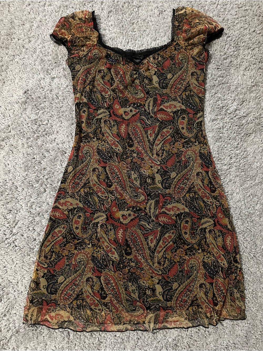 Xhilaration Paisley Mini Dress in Black, Brown & Red